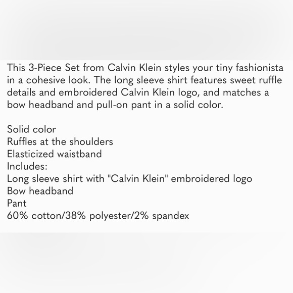 Calvin Klein Baby Girl 3 Piece Set - Picture 3 of 3